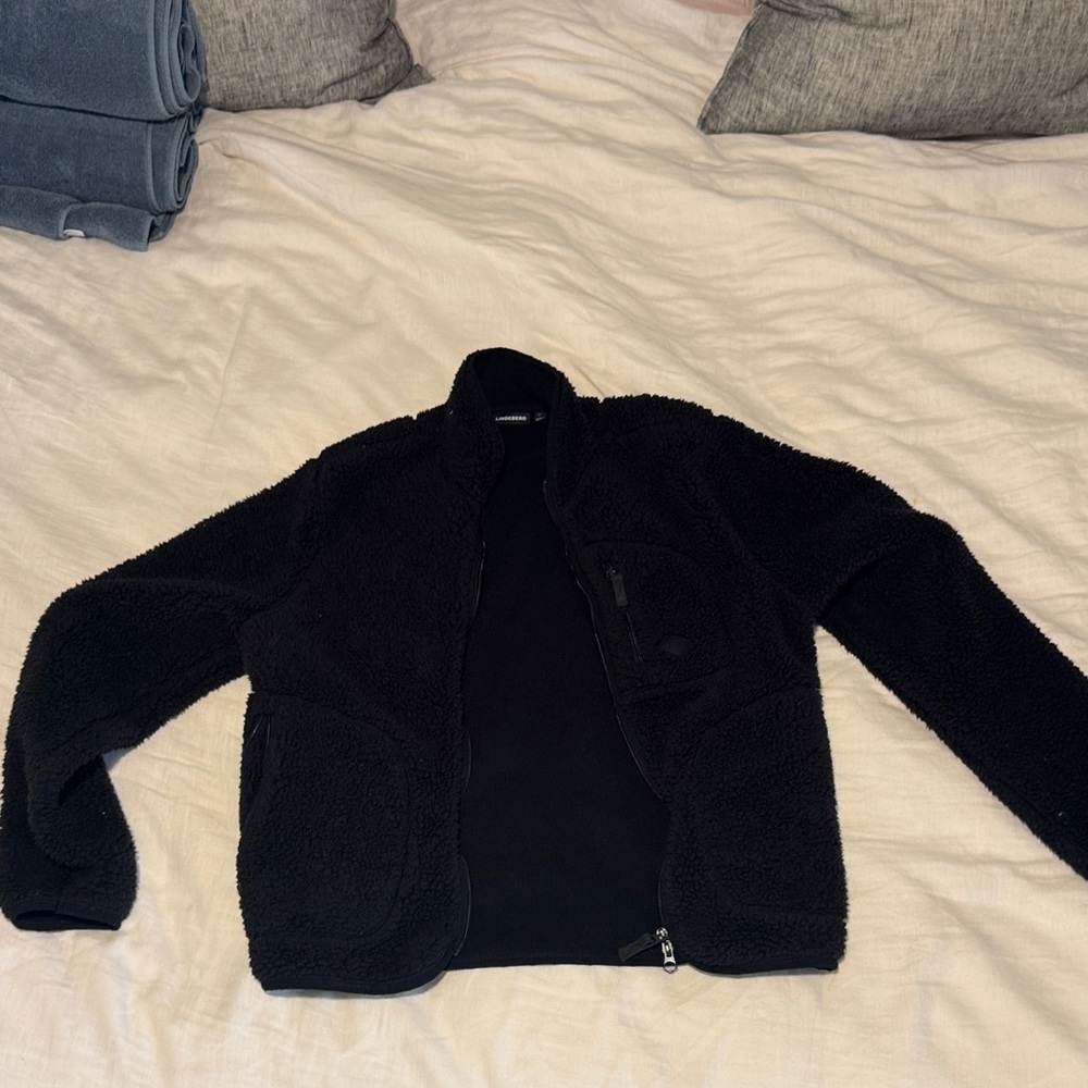 Black Fleece Zip-Up Jacket J. Lindeberg